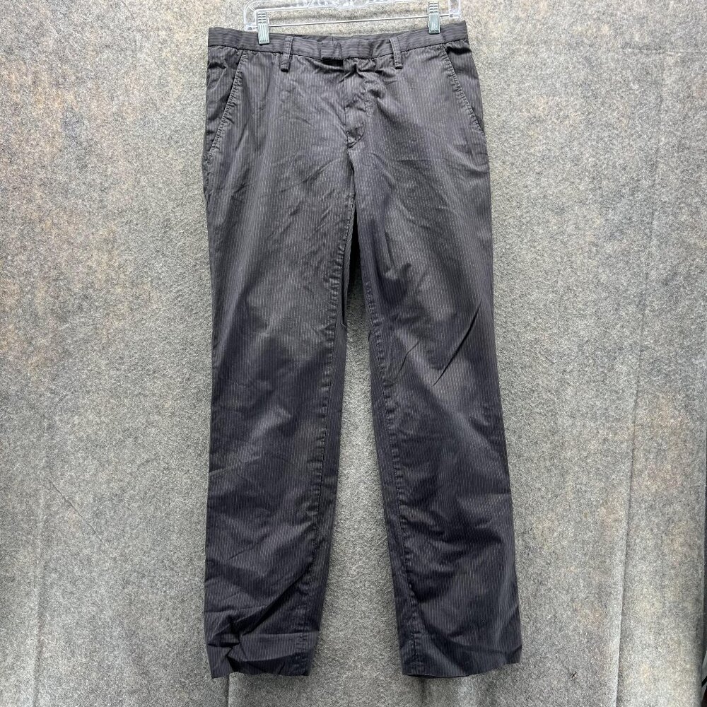 J Lindeberg Pants Men 33 Gray Chino Striped Flat Front Casual Golf Trousers